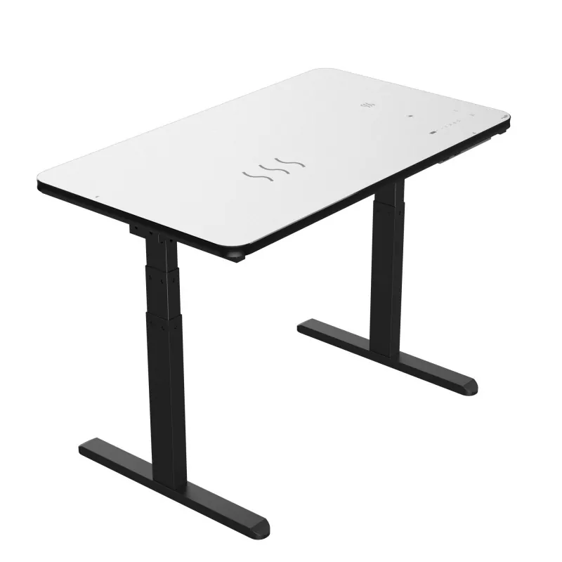 Această masă de ridicare electrică din sticlă neagră ar putea fi modernizată elegantă de care are nevoie biroul?
