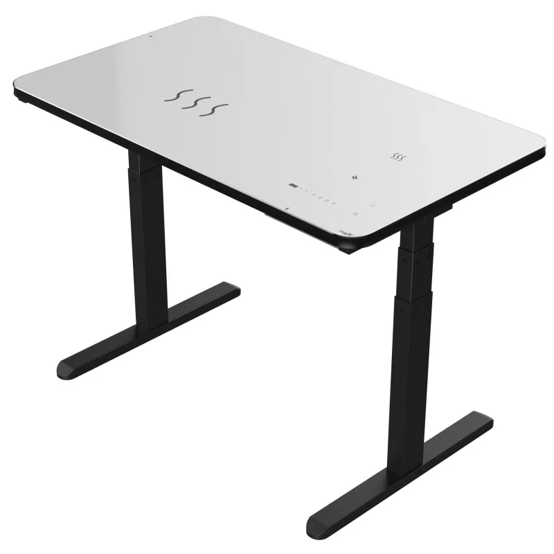 Tabel de ridicare electrică cu motor dual de sticlă neagră