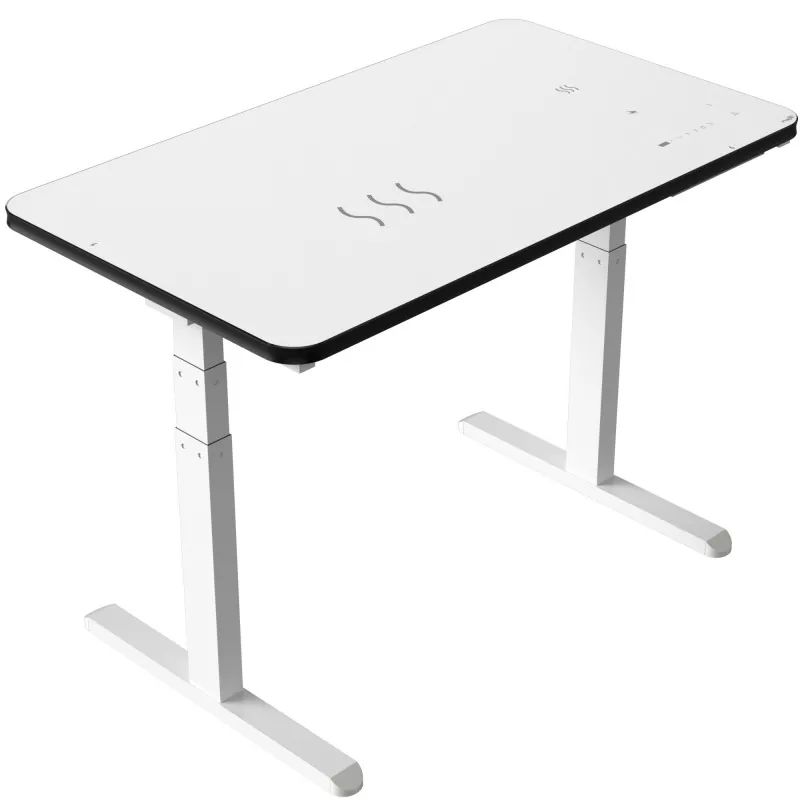 Tabel de ridicare electrică cu motor dublu din sticlă alb Tabel de ridicare electrică cu motor dublu din sticlă alb