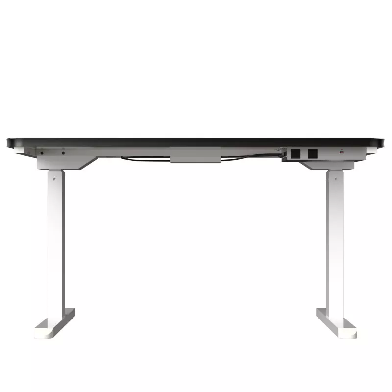 Tabel de ridicare electrică cu motor dublu din sticlă alb