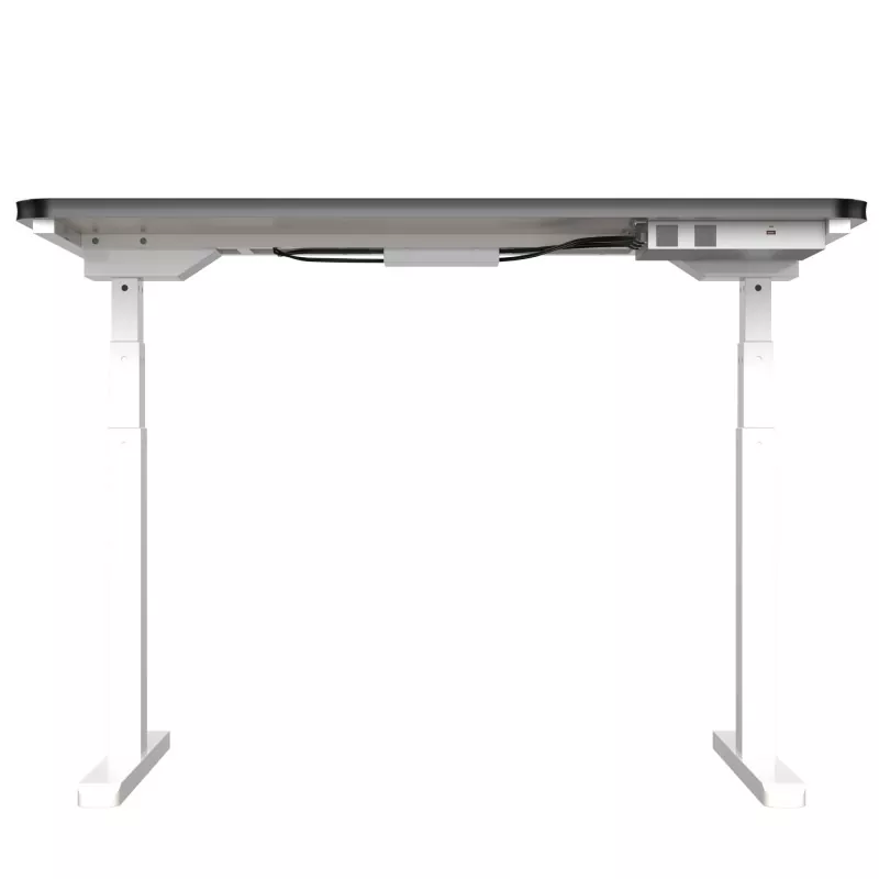 Tabel de ridicare electrică cu motor dublu din sticlă alb