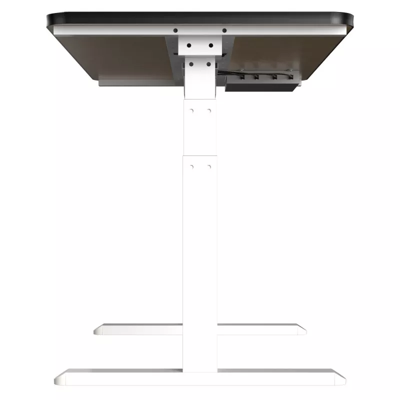 Tabel de ridicare electrică cu motor dublu din sticlă alb